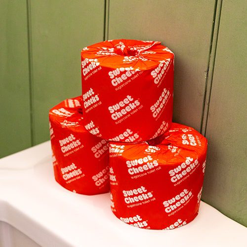 Sweet Cheeks 3ply Toilet Rolls on Toilet
